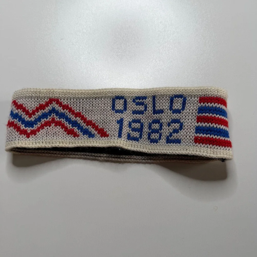 CHAWO OF NORWAY SKI Headband Cream Oslo 1982 Knit Wool Unisex Winter